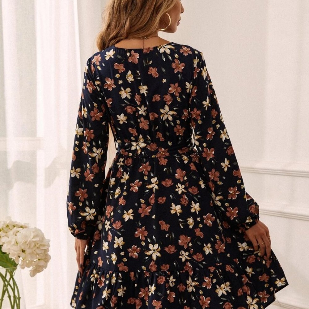Boho Dainty Fall Floral Dress - Picture 5 of 11